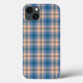 Karierte Beige Blau Grau und Pfirsichfarben Case-Mate iPhone Hülle