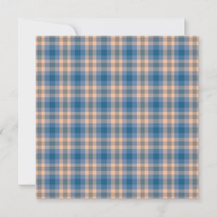 Karierte Beige Blau Grau und Pfirsichfarben Feiertagskarte