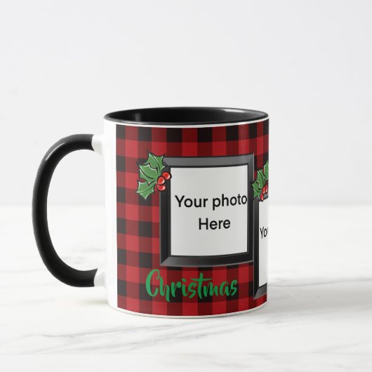 Karierte Bildvorlage in klassischem Rot Tasse (Links)