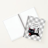 Karierte Black Kitty Cat in Gray Buffalo Notizblock (Innenseite)