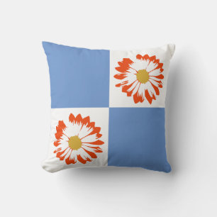 Karierte Blau-Weiß-Blumen-Kissen Kissen