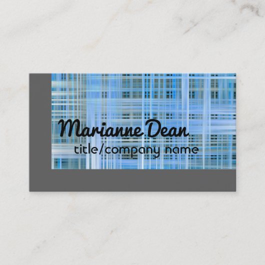 karierte, blaue und graue Visitenkarte (Vorderseite)