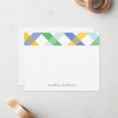 Karierte, blaue und grüne Preppy-Personalisiert-No Mitteilungskarte (Vorderseite/Rückseite Beispiel)