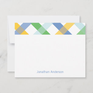 Karierte, blaue und grüne Preppy-Personalisiert-No Mitteilungskarte