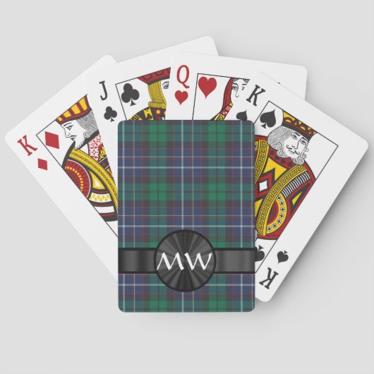 Karierte blaue und grüne Tartan Spielkarten (Rückseite)