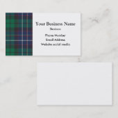 Karierte blaue und grüne Tartan Visitenkarte (Vorne/Hinten)