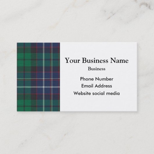Karierte blaue und grüne Tartan Visitenkarte (Vorderseite)