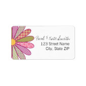 Karierte Blume Adressaufkleber (Vorne)