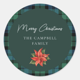 Karierte Blumenschrift Campbell Tartan Runder Aufkleber