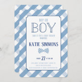 Karierte Bow Krawatte Südliche Kinderdusche Einlad Einladung (Vorne/Hinten)