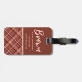 Karierte, braune und Elfenbeinholzstoffe, Farbbloc Gepäckanhänger (Rückseite horizontal)