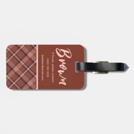 Karierte, braune und Elfenbeinholzstoffe, Farbbloc Gepäckanhänger (Rückseite horizontal)