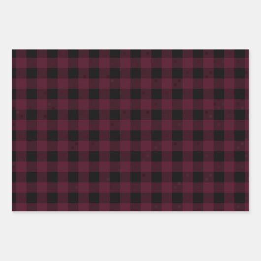 Karierte Buffalo-Karos Rot Schwarz Traditionell Geschenkpapier Set (Vorderseite)