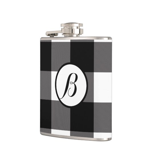 Karierte Buffalo-Plätze mit schwarzem und weißem K Flachmann (Links)