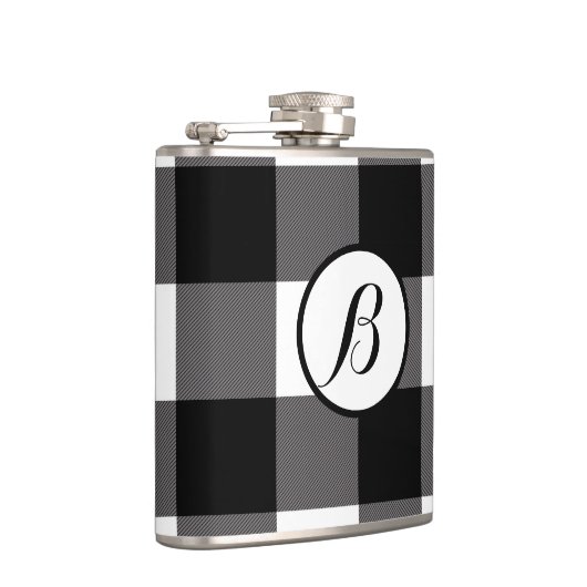 Karierte Buffalo-Plätze mit schwarzem und weißem K Flachmann (Rechts)