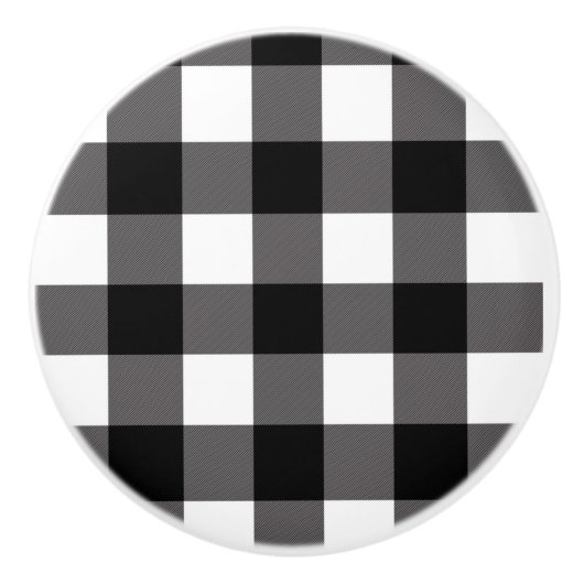 Karierte Buffalo-Plätze mit schwarzem und weißem K Keramikknauf (Vorderseite)