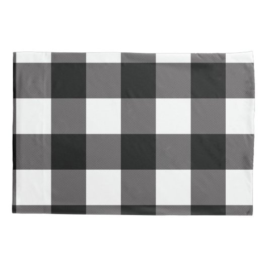 Karierte Buffalo-Plätze mit schwarzem und weißem K Kissenbezug (Rückseite)