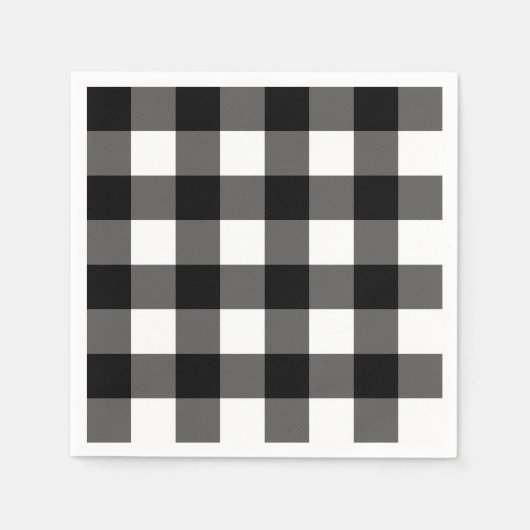 Karierte Buffalo-Plätze mit schwarzem und weißem K Serviette (Vorderseite)