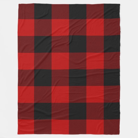 Karierte Buffalo-Rot-Plätze Fleecedecke (Vorderseite)