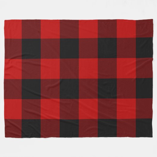 Karierte Buffalo-Rot-Plätze Fleecedecke (Vorderseite (Horizontal))