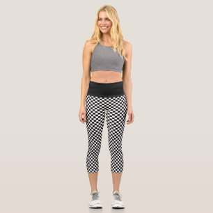 Karierte Caprihosen mit hoher Taille Capri Leggings