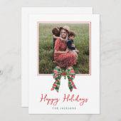 Karierte Coquette Bow & Holly Foto Weihnachten (Vorne/Hinten)