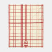 Karierte Creme Monogramm Fleecedecke (Vorderseite)