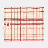 Karierte Creme Monogramm Fleecedecke (Vorderseite (Horizontal))