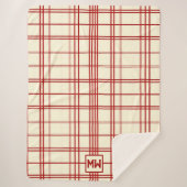 Karierte Creme Monogramm Sherpadecke (Vorderseite)