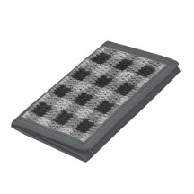 Karierte Crochet Print in Schwarz und Grau