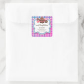 Karierte Cupcake Cake Pops Cookie Packung Quadratischer Aufkleber (Tasche)