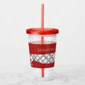 Karierte Dackel auf Rot Acryltrinkbecher (Vorderseite)