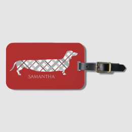 Karierte Dackel auf Rot Gepäckanhänger