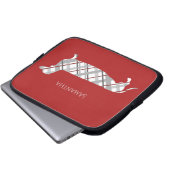 Karierte Dackel auf Rot Laptopschutzhülle (Vorne Knopf)