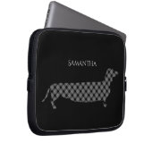 Karierte Dackel auf schwarz Personalisiert Laptopschutzhülle (Vorne Rechts)