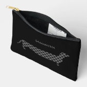 Karierte Dackel auf schwarz Personalisiert Zubehörtasche (Offen)