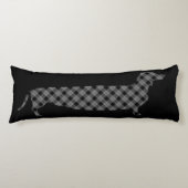 Karierte Dackel auf Schwarzem Seitenschläferkissen (Vorderseite)