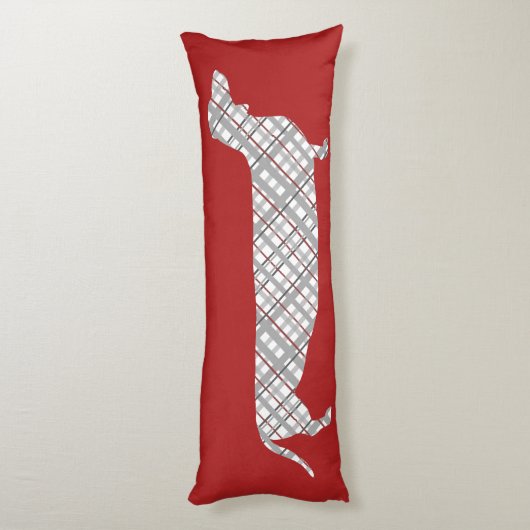 Karierte Dackel in Rot Seitenschläferkissen (Rückseite (Vertikal))