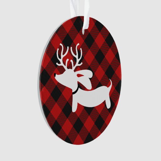 Karierte Dackel Weihnachtsbaum Ornament (Vorderseite)