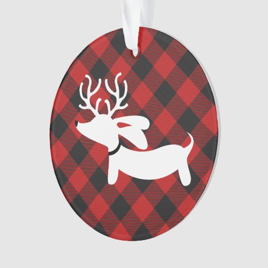 Karierte Dackel Weihnachtsbaum Ornament (Vorderseite)