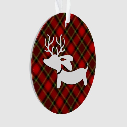 Karierte Dackel Weihnachtsbaum Ornament (Vorderseite)