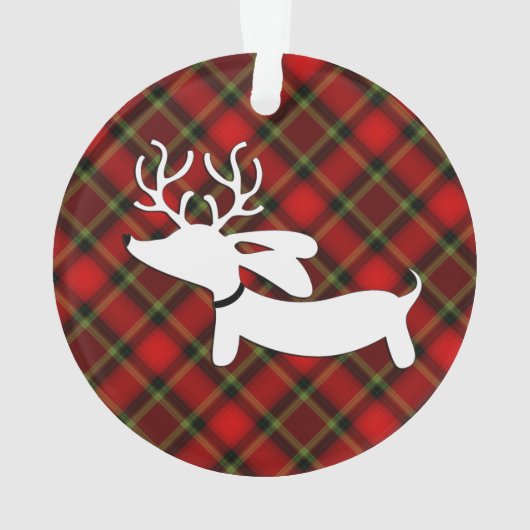 Karierte Dackel Weihnachtsbaum Ornament (Rückseite)