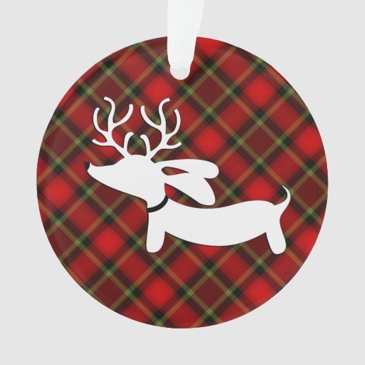 Karierte Dackel Weihnachtsbaum Ornament (Vorderseite)