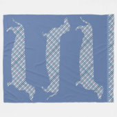Karierte Dackeln auf Blau Fleecedecke (Vorderseite (Horizontal))
