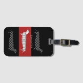 Karierte Dackeln auf Streifen Personalisiert Gepäckanhänger (Vorderseite (Horizontal))