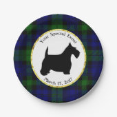 Karierte der Schwarzweiss-Scottie personifizieren Pappteller (Vorderseite)