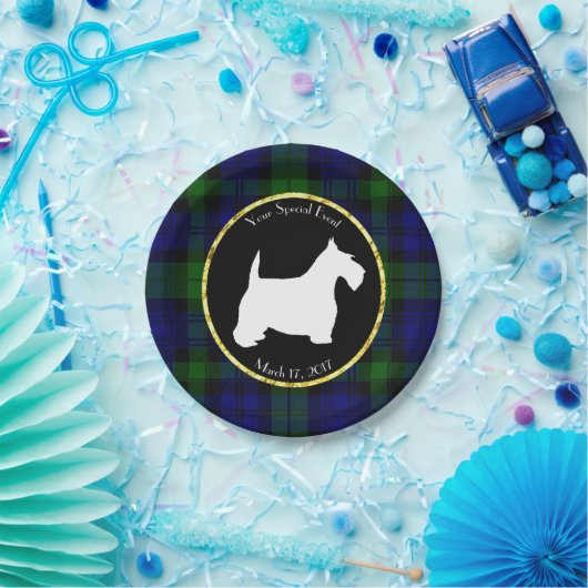 Karierte der Schwarzweiss-Scottie personifizieren Pappteller (Party)