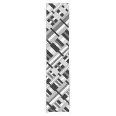 Karierte Diagonal in Schwarz, Weiß und Grau Kurzer Tischläufer (Vorderseite)