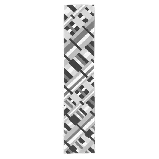Karierte Diagonal in Schwarz, Weiß und Grau Kurzer Tischläufer (Vorderseite)