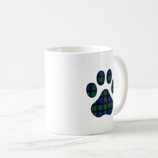 Karierte Dog Paw Print Tasse aus blauem und grünem (VorderseiteRechts)